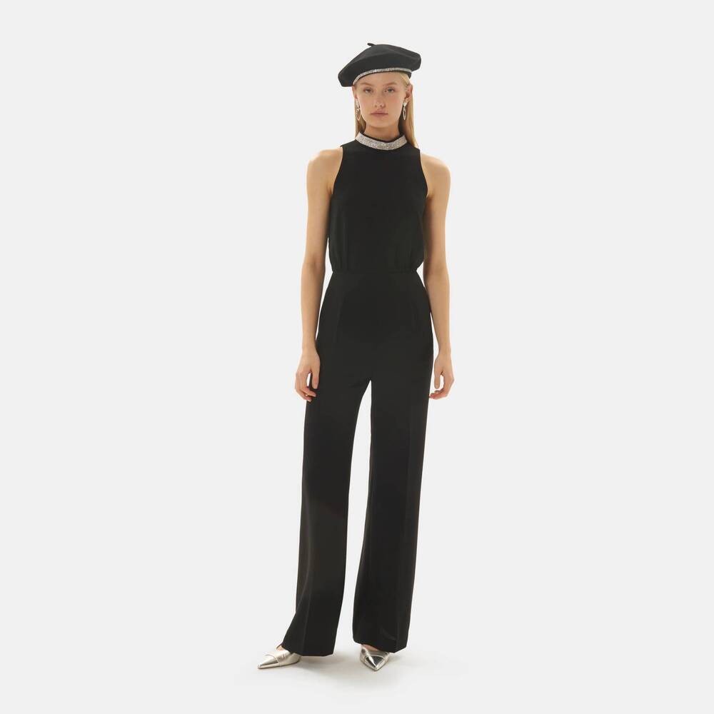 NEW TARA JARMON ceciliana jumpsuit in noir